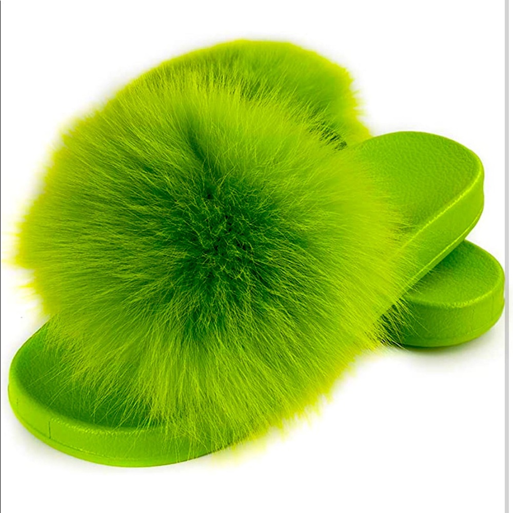 Neon Green Luxury Slides